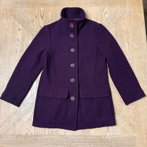 L.L. Bean Wool Coat Pea Coat‎ Purple Small - Picture 3 of 10